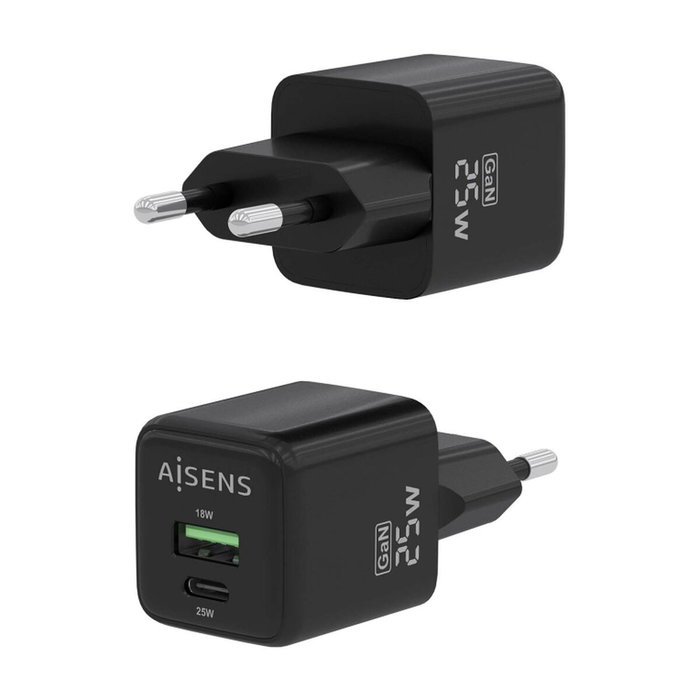 Chargeur mural Aisens ASCH-25W2P015-BK Noir Multicouleur 25 W