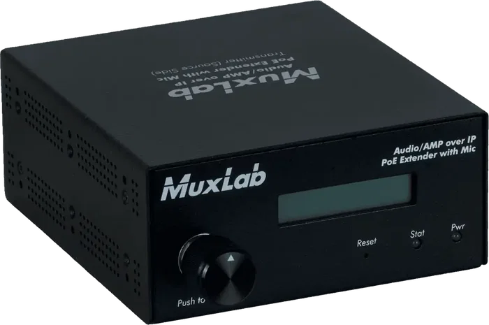 MUXLAB Transmetteur Audio Amplifié sur IP avec Entrées RCA, RS232, Minijack et Sortie RJ45, 100 m, Câble Cat 5e/6