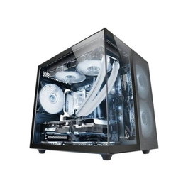 Mars Gaming MCFUSIONM Boîtier MicroATX Gaming Double Chambre Ventilé Verre Trempé Noir