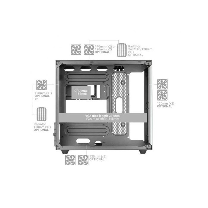Mars Gaming MCFUSIONM Boîtier MicroATX Gaming Double Chambre Ventilé Verre Trempé Noir Mars Gaming MCFUSIONM Boîtier MicroATX Gaming Double Chambre Ventilé Verre Trempé Noir