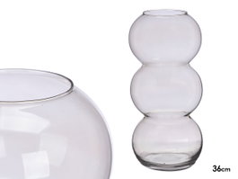 GIFTDECOR Vase en Verre Triple Sphère Gris 38cm