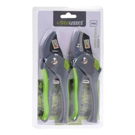 Ipae Progarden Sécateur métallique 81 x 27 x 26,4 cm lot de 2 avec manche en plastique vert et poignées en mousse