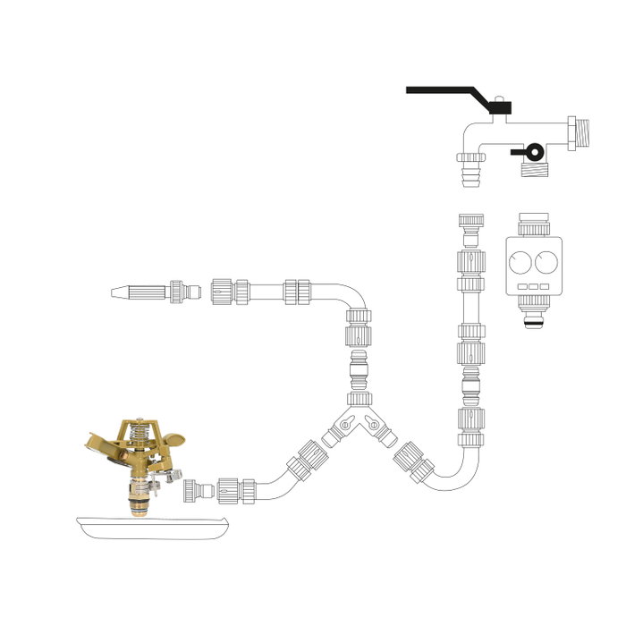 SATURNIA Aspersor de Riego Sectorial Toma 1/2'' en Zinc