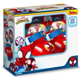 Stamp - Set de patins à roulettes ajustables enfant avec protections (coudières et genouillères) - Licence Spiderman - Bleu et Rouge - Tailles 23 à 27