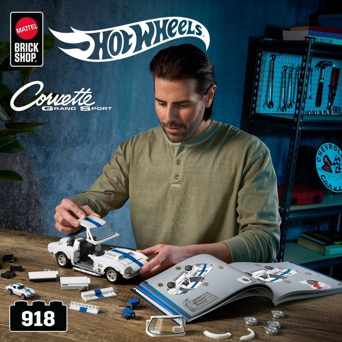 Mega Hot Wheels - Coffret de Construction Corvette Grand Sport - 916 pièces Mega Hot Wheels - Coffret de Construction Corvette Grand Sport - 916 pièces
