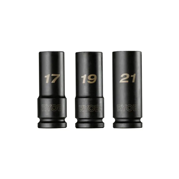Ryobi Jeu de douilles choc automobile RHDIS3PC - 3 douilles 1/2 - 17, 19 et 21 mm Ryobi Jeu de douilles choc automobile RHDIS3PC - 3 douilles 1/2 - 17, 19 et 21 mm