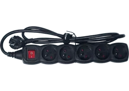 ALGAMLIGHT Multiprise 5 Prises avec Interrupteur Général 16A 230V IP20 Noir 1.20m