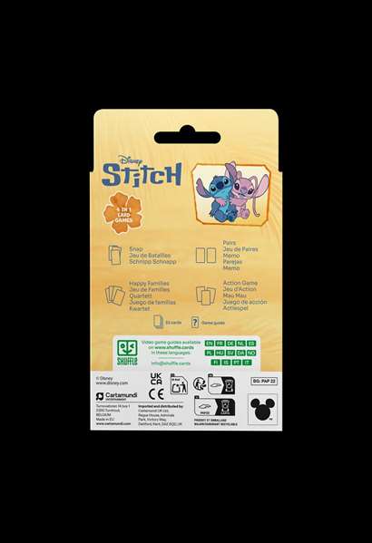 Fournier - Jeu de cartes Stitch pour enfant, dès 3 ans, matériau carton