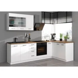 Atlas - Meuble sous-évier de cuisine 2 portes - L 80 x H 82 x P 52 cm - Finition blanc mat - Structure bois/panneaux de particules - Plan de travail non inclus