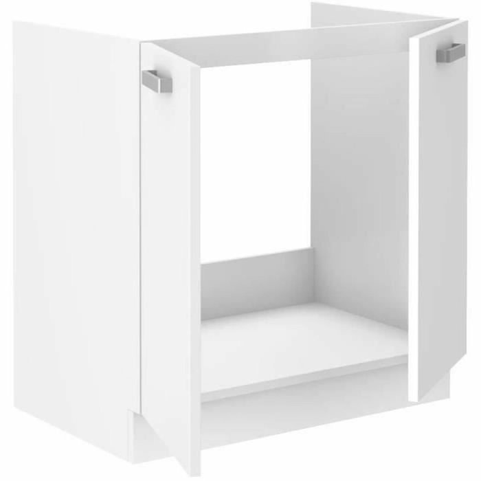 Atlas Meuble sous-évier 2 portes - Blanc - L 80 x H 82 x P 52 cm