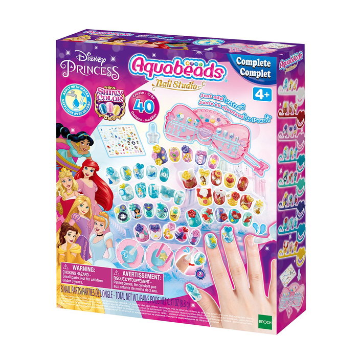 Aquabeads Nail Studio Princesses Disney - Kit de manucure avec ongles réutilisables