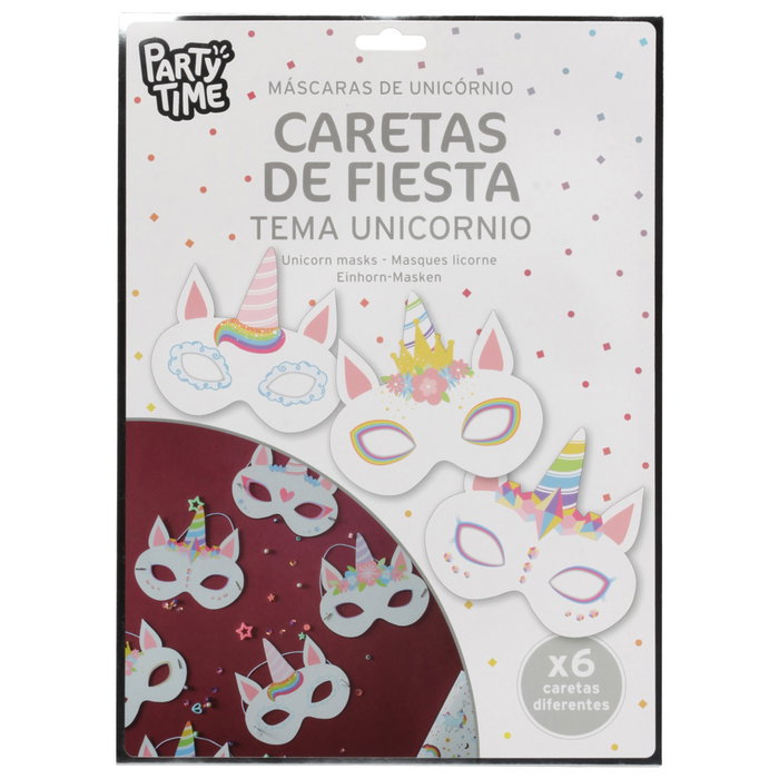 Party Time Set de 6 Masques de Licorne pour Fête Party Time Set de 6 Masques de Licorne pour Fête