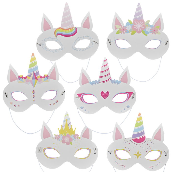Party Time Set de 6 Masques de Licorne pour Fête Party Time Set de 6 Masques de Licorne pour Fête