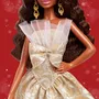 Barbie JBH96 - Poupée Joyeux Noël 2025, Robe Élégante et Accessoires, Poupée Brune