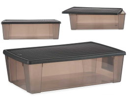 Stefanplast Boîte de rangement 30L Gris Plastique 38x17x60 cm (Set de 6)