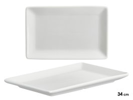 Vessia Bandeja Rectangular en Porcelana Borde Ancho 34x22x2.5 cm Blanc (Set de 12)
