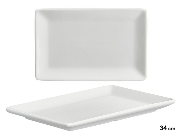 Vessia Bandeja Rectangular en Porcelana Borde Ancho 34x22x2.5 cm Blanc (Set de 12) Vessia Bandeja Rectangular en Porcelana Borde Ancho 34x22x2.5 cm Blanc (Set de 12)