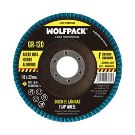 Wolfpack Linea Profesional Disque à lamelles en zirconio 115x22 mm Grain 120