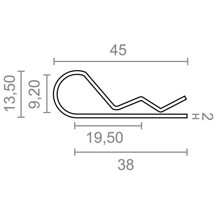 Edm Pasador PS14 de forme R, 2 mm, galvanisé, blister de 2 unités Edm Pasador PS14 de forme R, 2 mm, galvanisé, blister de 2 unités