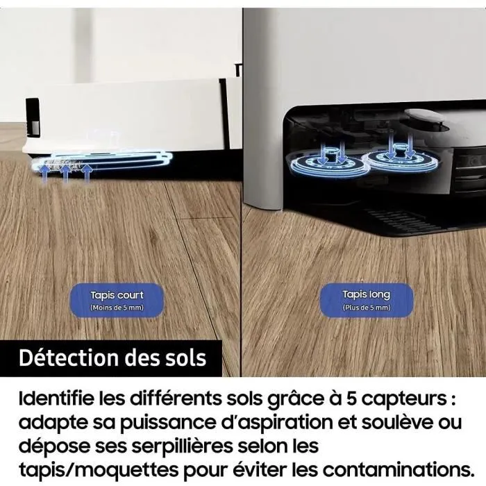 Samsung Aspirateur Robot Jet Bot Combo AI VR7MD97A14G Station de Nettoyage avec Désinfection par Vapeur Reconnaissance d'Objets