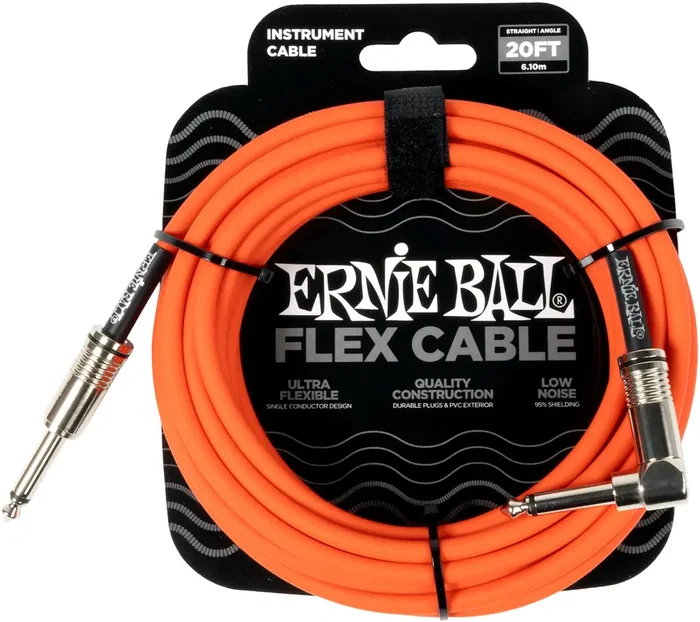 Ernieball Câble Instrument Flex Jack-Jack SS 6m - Orange Ernieball