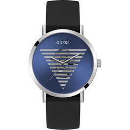 Guess GW0503G2 avec cadran bleu et bracelet en cuir noir