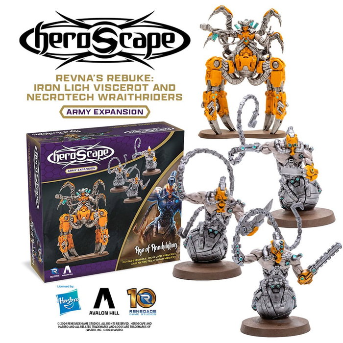 Heroscape Expansion Revna's Rebuke: Iron Lich Viscerot and Necrotech Wraithriders Army *ANGLAIS*