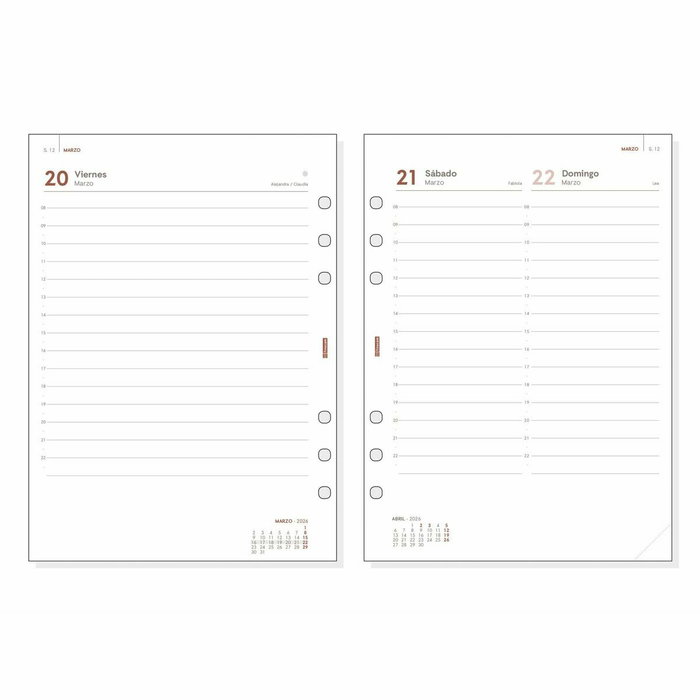 Recharge pour agenda Finocam OPEN R1098 2026 15,5 x 21,5 cm