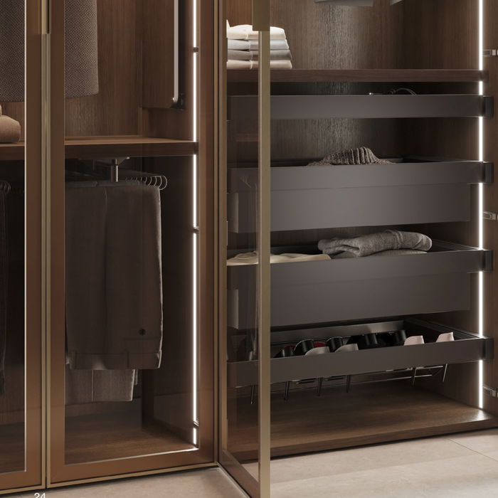 Emuca Porte-pantalons extractible, 11 tiges, guides d'extraction totale, Acier, Titane