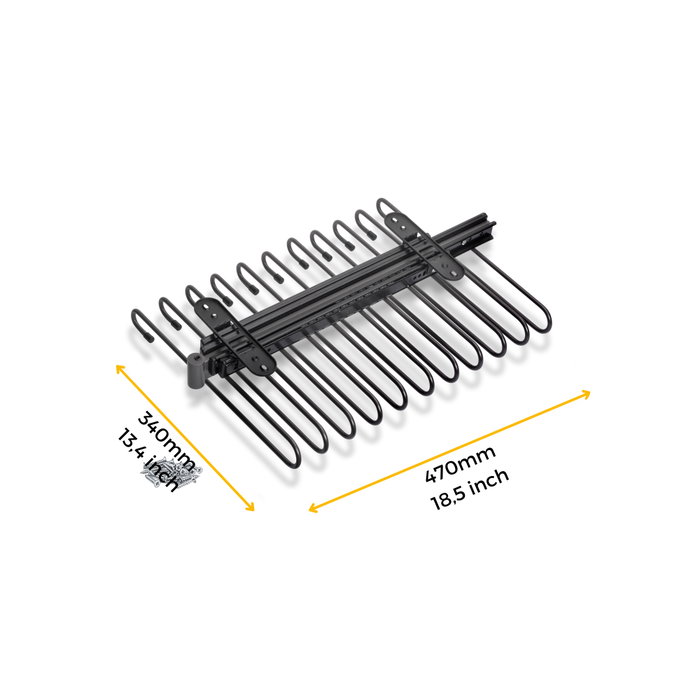 Emuca Porte-pantalons extractible, 11 tiges, guides d'extraction totale, Acier, Titane