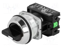 PROMET Commutateur rotatif NEF30 noir 30mm 3 positions NC + NO IP56