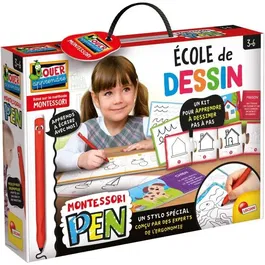 Lisciani Giochi Kit de Dessin Montessori Pen - Stylo Ergonomique avec Tableaux Effaçables pour Activités Créatives École de Dessin