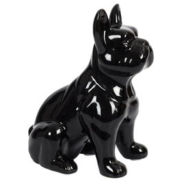 Home Deco Factory Sculpture Bulldog en Céramique Noir 20 cm