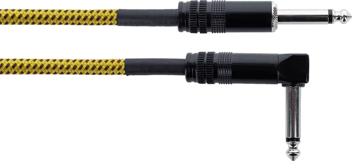 CORDIAL Câble Guitare Jack Rectangle/Acoudé Tweed Jaune 5M