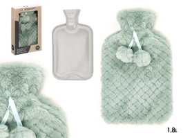 GIFTDECOR Bouillotte 1,8 L avec housse effet poilu Vert-Gris