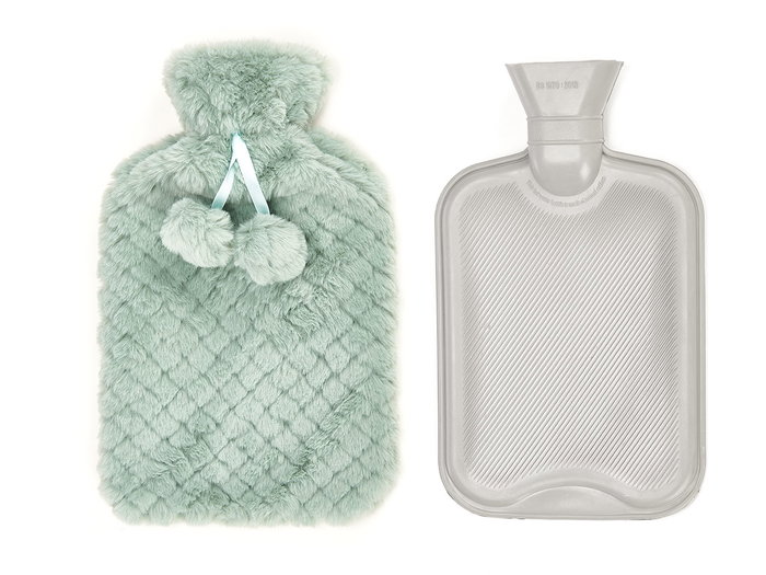 GIFTDECOR Bouillotte 1,8 L avec housse effet poilu Vert-Gris
