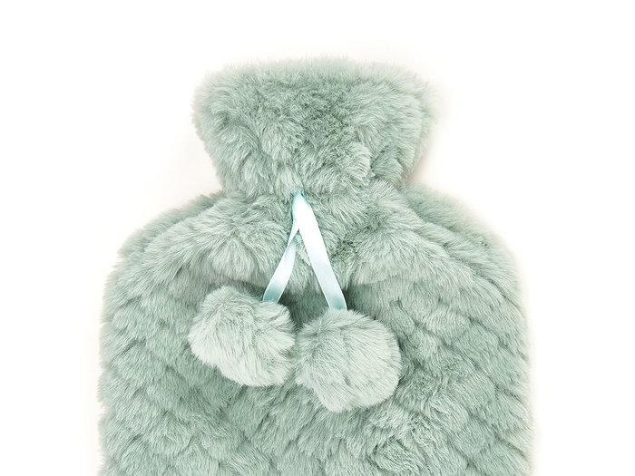 GIFTDECOR Bouillotte 1,8 L avec housse effet poilu Vert-Gris
