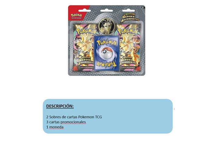 Pokemon TCG Blister avec 2 boosters, 3 cartes promo et une pièce