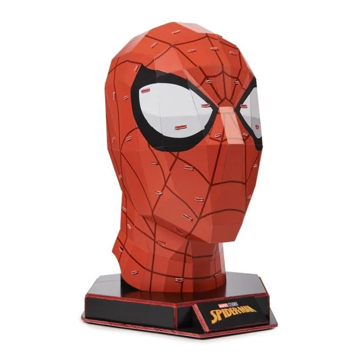 Spin Master - Puzzle 3D Constructible et Collectible - Masque de Spiderman - Marvel - 82 Pièces - Modèle à Exposer 23x16x16 cm