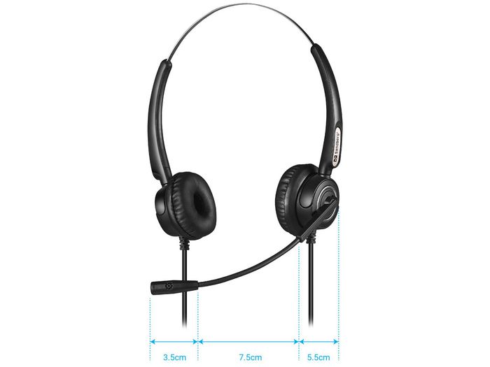 Sandberg USB Office Headset Pro Stereo - Casque avec micro pour bureau et réunions en ligne, connexion USB, stéréo