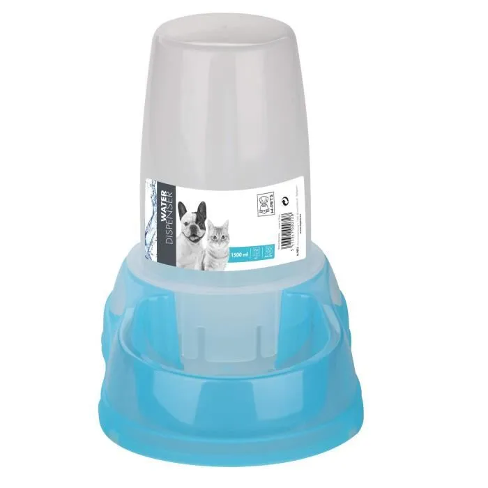 MPETS Distributeur d'eau pour chat et chien, Réservoir 1500ml, Bac transparent, Facile à nettoyer, Noir
