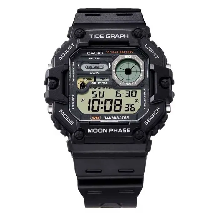 Casio WS-1700H Montre digitale mixte noir quartz avec phases lunaires, graphique des marées et étanche 10 bars pour activités outdoor