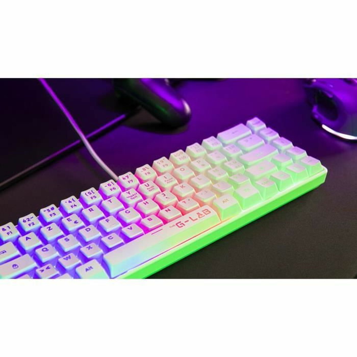 The G-Lab KEYZ HYDROGEN Clavier Gamer 60% Blanc Rétroéclairé
