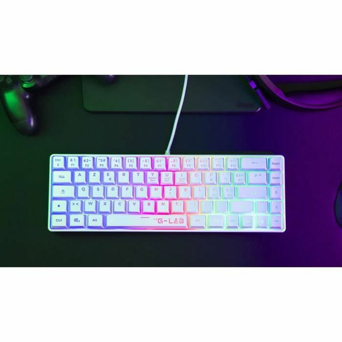 The G-Lab KEYZ HYDROGEN Clavier Gamer 60% Blanc Rétroéclairé