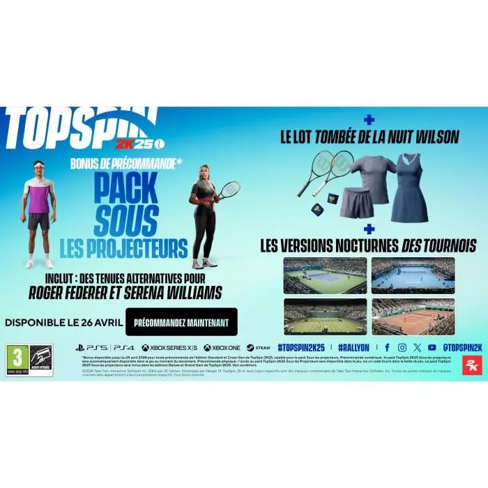 2K Games TopSpin 2K25 - Jeu de tennis Xbox Series X / Xbox One - Standard avec Roger Federer, Serena Williams, Grand Chelem et multijoueur
