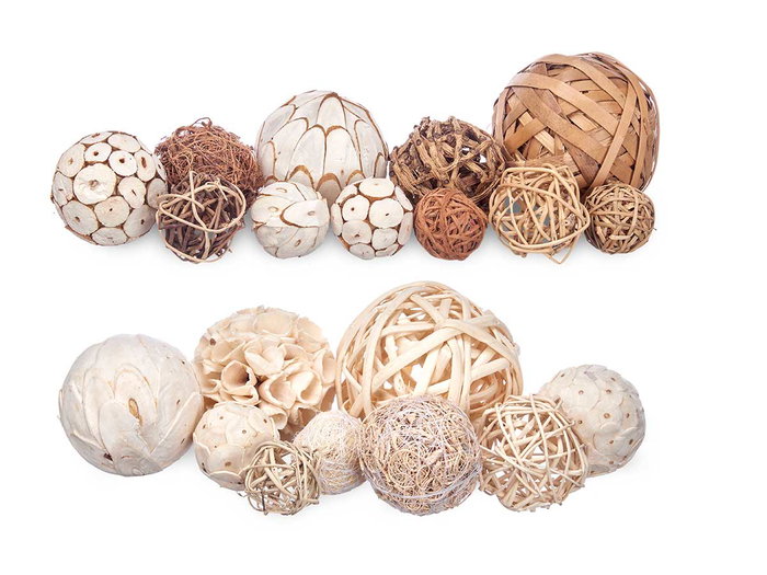 GIFTDECOR Set de 12 Boules Décoratives Assorties Blanc-Marron GIFTDECOR Set de 12 Boules Décoratives Assorties Blanc-Marron