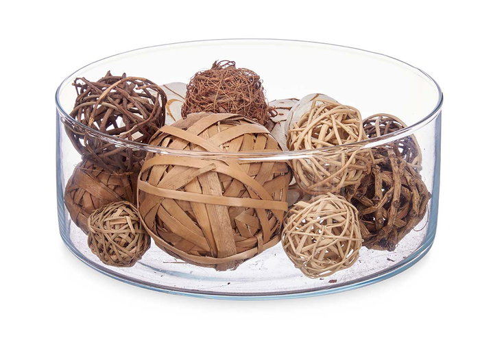 GIFTDECOR Set de 12 Boules Décoratives Assorties Blanc-Marron GIFTDECOR Set de 12 Boules Décoratives Assorties Blanc-Marron