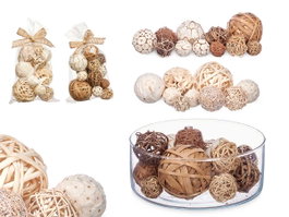 GIFTDECOR Set de 12 Boules Décoratives Assorties Blanc-Marron