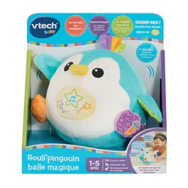 VTech Baby Rouli'pingouin balle magique - Jouet interactif parlant, chantant et roulant - Peluche sensorielle pour bébé de 1 à 5 ans - Multicolore