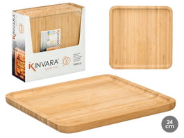 KINVARA Plateau de service carré en bambou 24x24cm Naturel